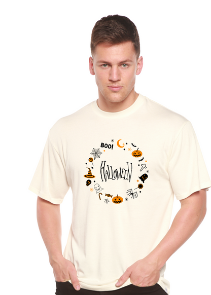 Bool Halloween men's bamboo viscose/organic cotton graphic short sleeve tee by Spun Bamboo, cream on Tampa Home & Garden Store