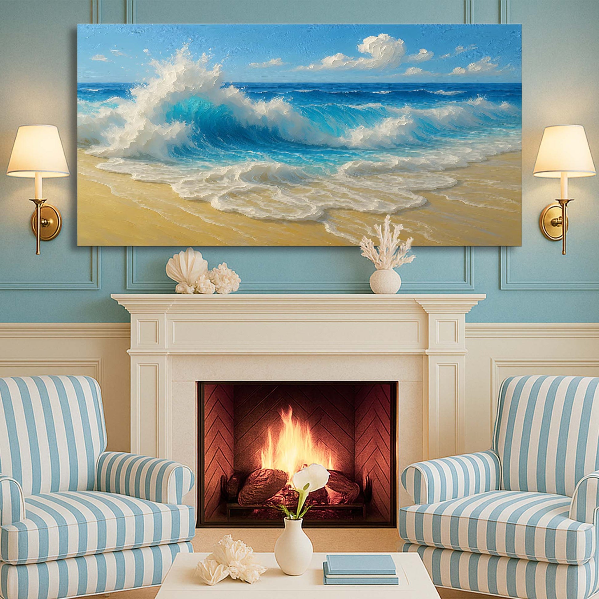 Canvas Serene Ocean Wave Coastal Wall Art V turquoise blue ocean waves on canvas on Tampa Home & Garden Store