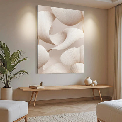 Calm Aesthetic Wall Art canvas by Tailored Canvases, beige abstract ribbon design crafting on Tampa Home & Garden Store