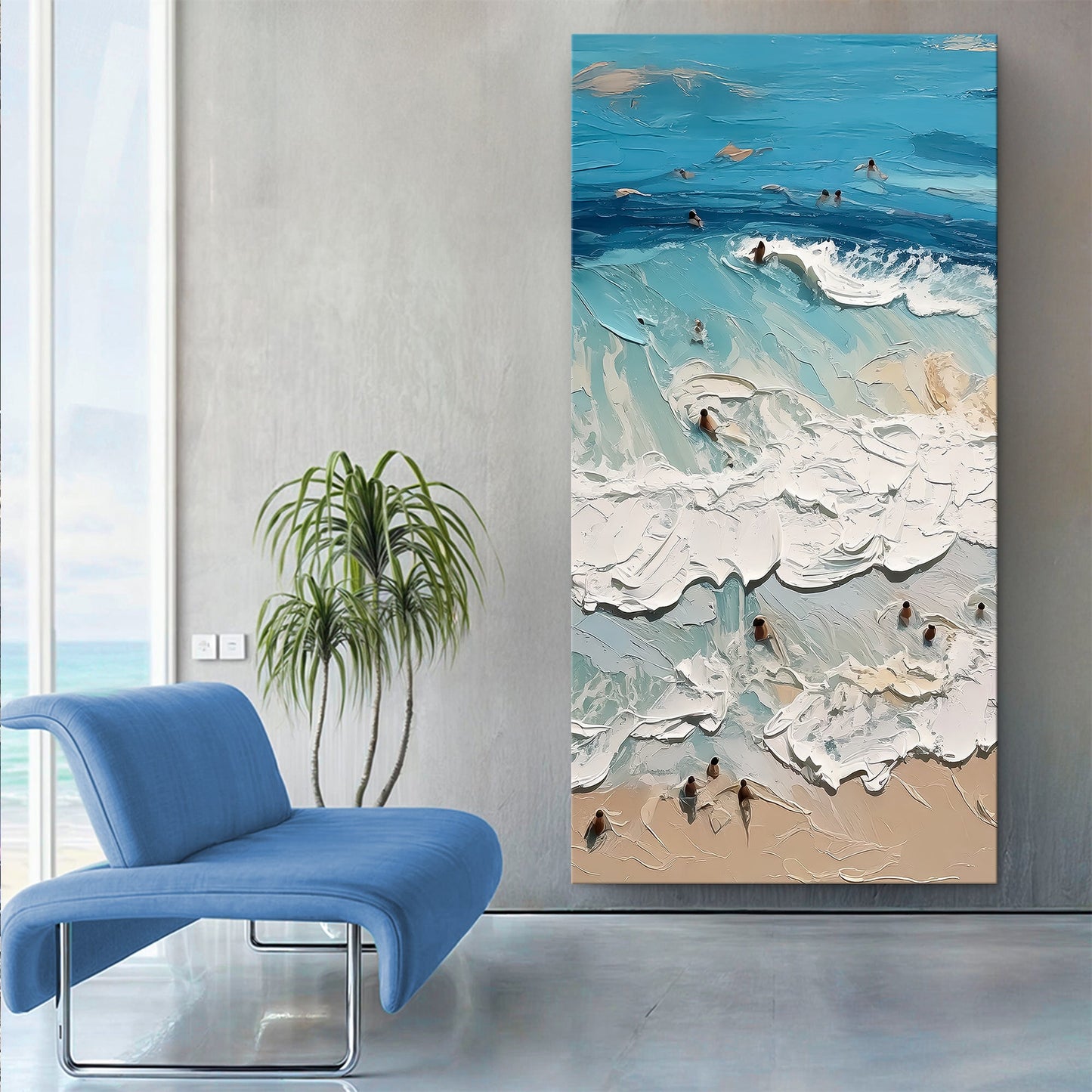 Beach Days Wall Art XVIII canvas Crafting Canvas with textured ocean-blue waves on Tampa Home & Garden Store