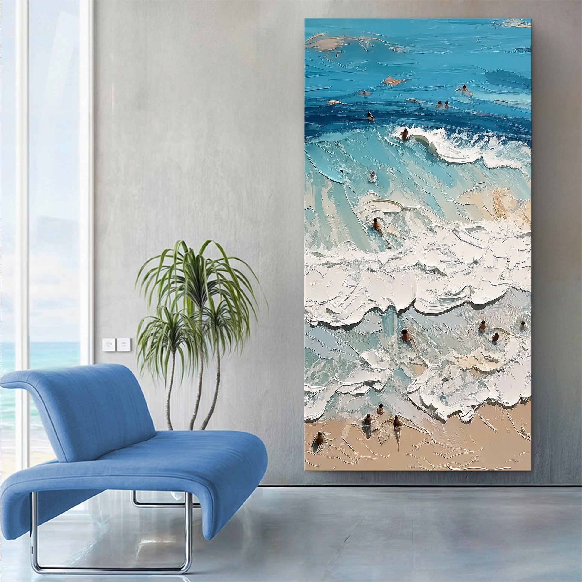 Beach Days Wall Art XVIII canvas Crafting Canvas with textured ocean-blue waves on Tampa Home & Garden Store