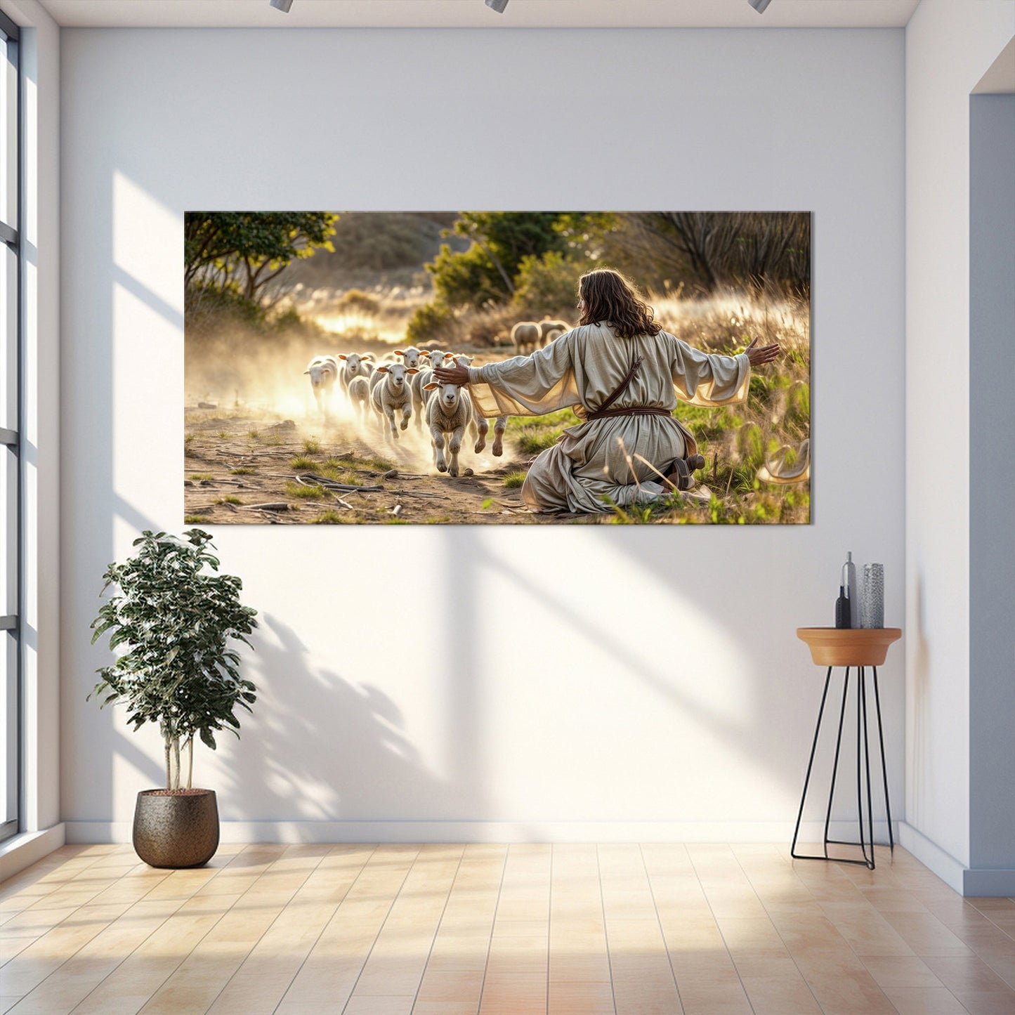 Canvas Jesus Protects The Lamb From Wolves Faith VIII Tailored Canvases pastoral sheep scene on Tampa Home & Garden Store