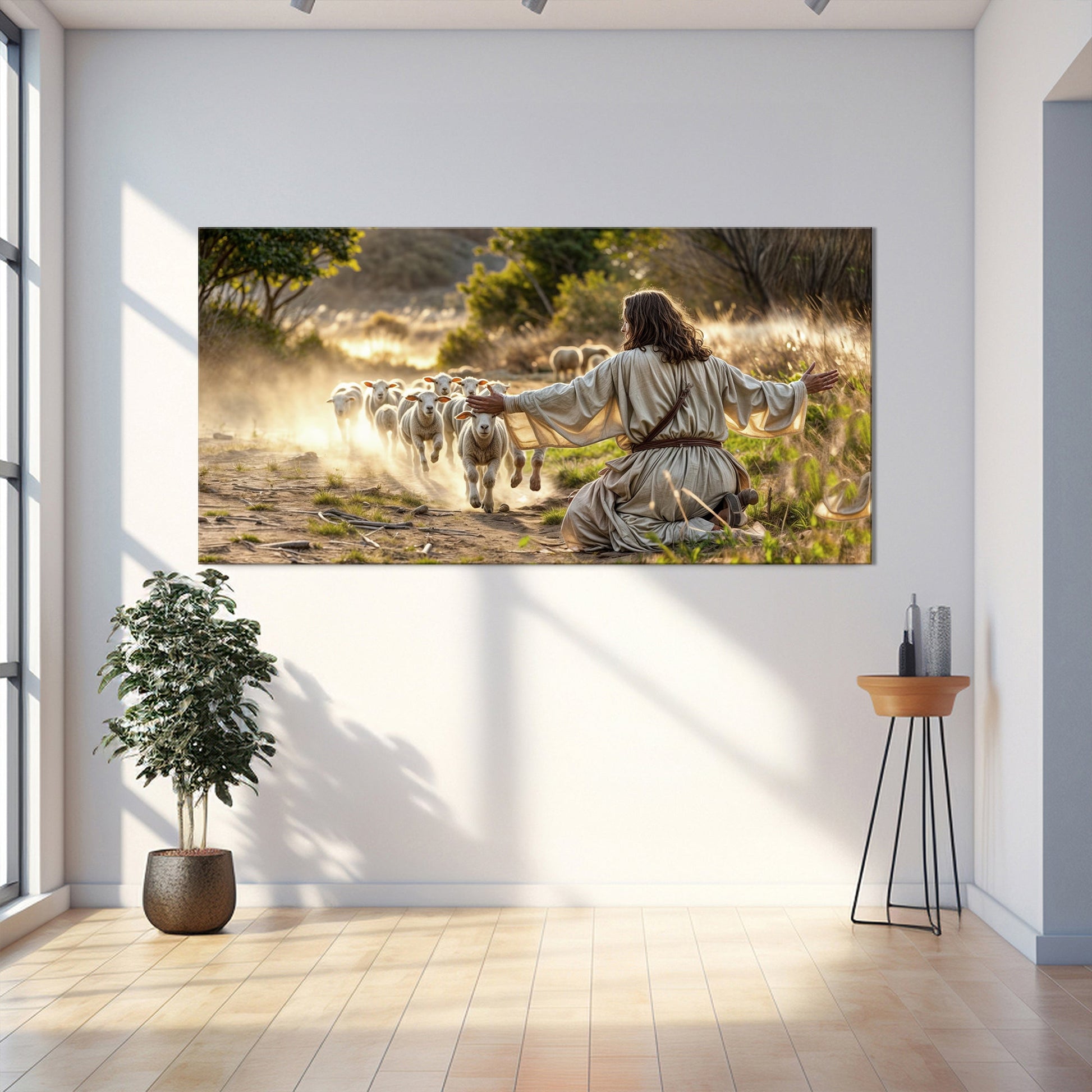 Canvas Jesus Protects The Lamb From Wolves Faith VIII Tailored Canvases pastoral sheep scene on Tampa Home & Garden Store