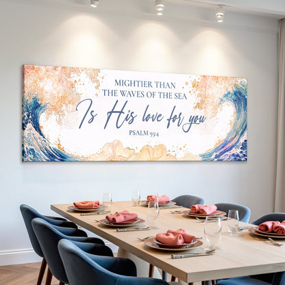 Tailored Canvases canvas sign with ocean waves and Psalm 93:4 Is His love for you decor on Tampa Home & Garden Store