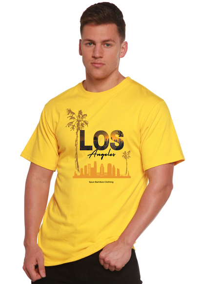 Los Angeles graphic unisex T-shirt in bright yellow, bamboo viscose/organic cotton, Spun Bamboo on Tampa Home & Garden Store