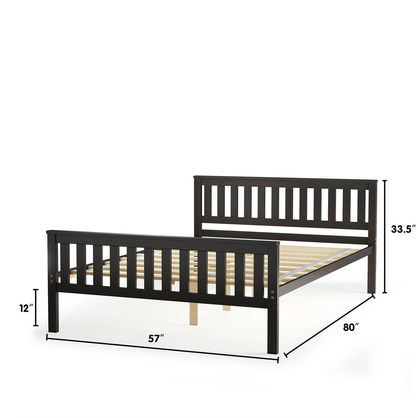 Cama de plataforma de madera de tamaño completo con cabecero