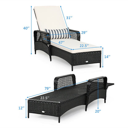 Patio wicker chaise lounge chair with cushion and pillow, adjustable backrest, black DirectDeals on Tampa Home & Garden Store
