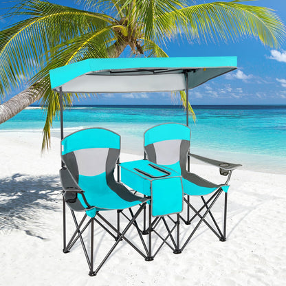 GemGear portable folding camping canopy chairs with cup holder turquoise and gray seats on Tampa Home & Garden Store