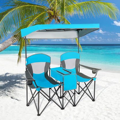 GemGear portable folding camping canopy chairs with cup holders, turquoise/gray, set of 2 on Tampa Home & Garden Store