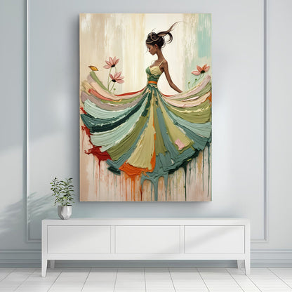 Blooming Modern Abstract Wall Art canvas by Tailored Canvases; gown with pink flowers on Tampa Home & Garden Store