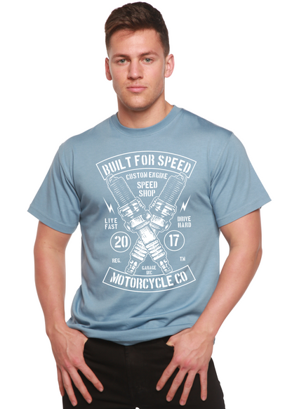 Built For Speed men's bamboo tee short sleeve graphic blue motorcycle print on Tampa Home & Garden Store