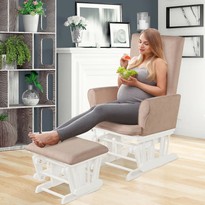 Mecedora relax para bebé y conjunto de cojín con otomana-Rosa