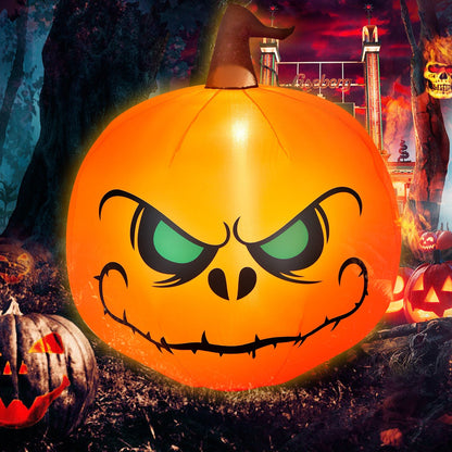 4 Feet Halloween Inflatable Pumpkin with Build-in LED Light orange witch hat DirectDeals on Tampa Home & Garden Store