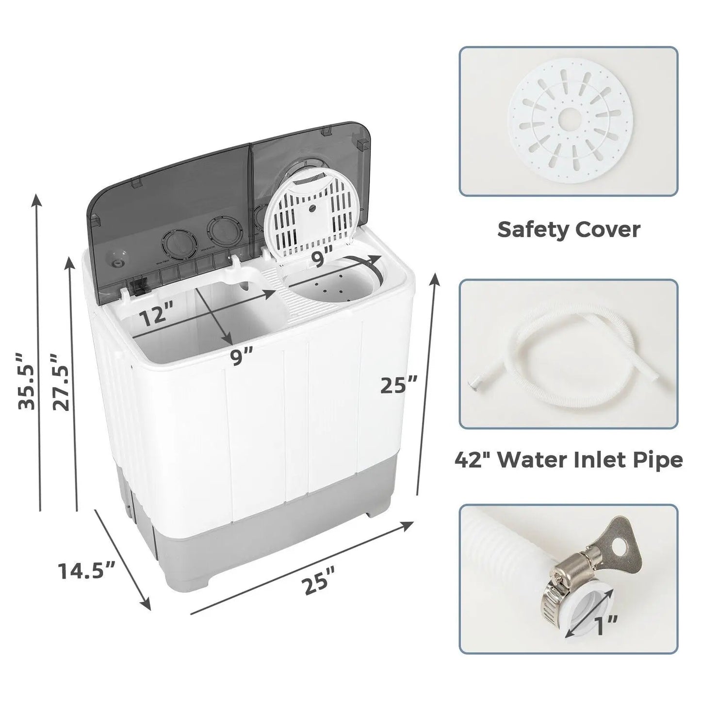 2-in-1 Portable Washing Machine Timer Control