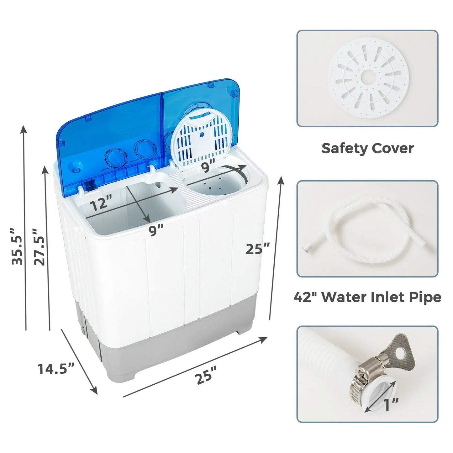 2-in-1 Portable Washing Machine Timer Control