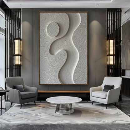 Midcentury Curves Wall Art canvas by Tailored Canvases, textured white relief in living room on Tampa Home & Garden Store