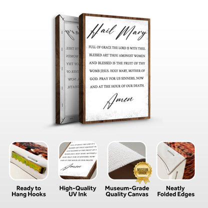 The Hail Mary Faith Sign canvas by Tailored Canvases with wood frame and scripture text on Tampa Home & Garden Store