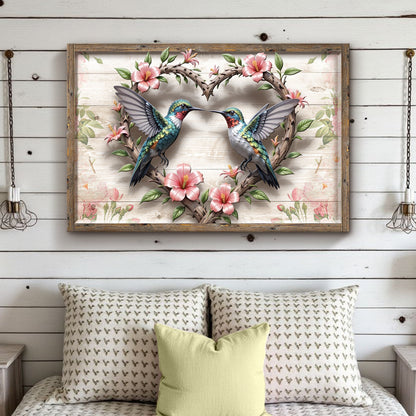 3D Hummingbirds Wall Art II canvas crafting decor with two hummingbirds and pink flowers on Tampa Home & Garden Store