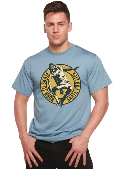 Skate For Life men's Spun Bamboo viscose/organic cotton tee in light blue with skateboard logo on Tampa Home & Garden Store