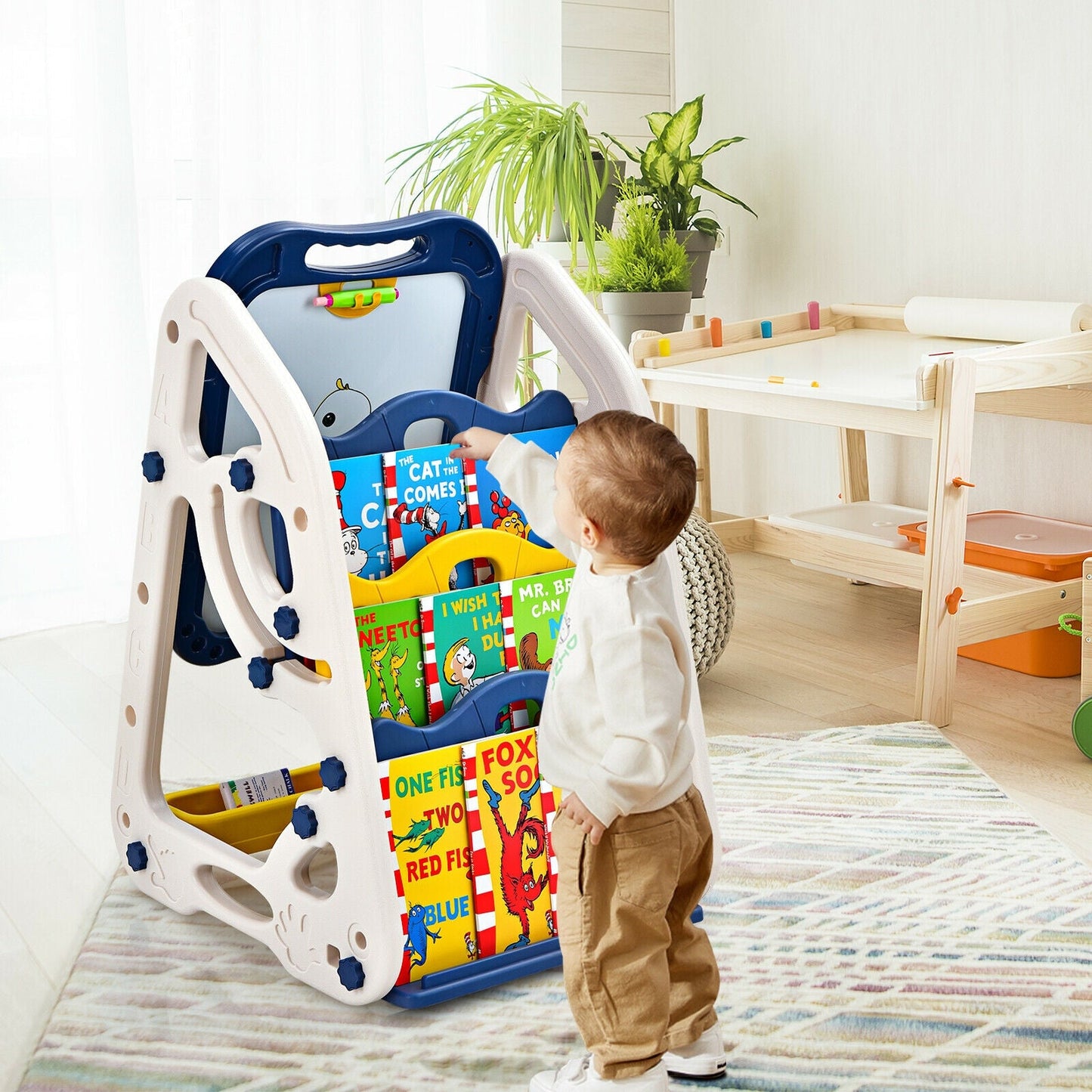 3-in-1 Kids Art Easel Double-Sided Tabletop Easel with Art Accessories