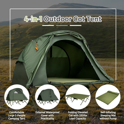 2-Person Outdoor Camping Tent with External Cover in green GemGear on Tampa Home & Garden Store