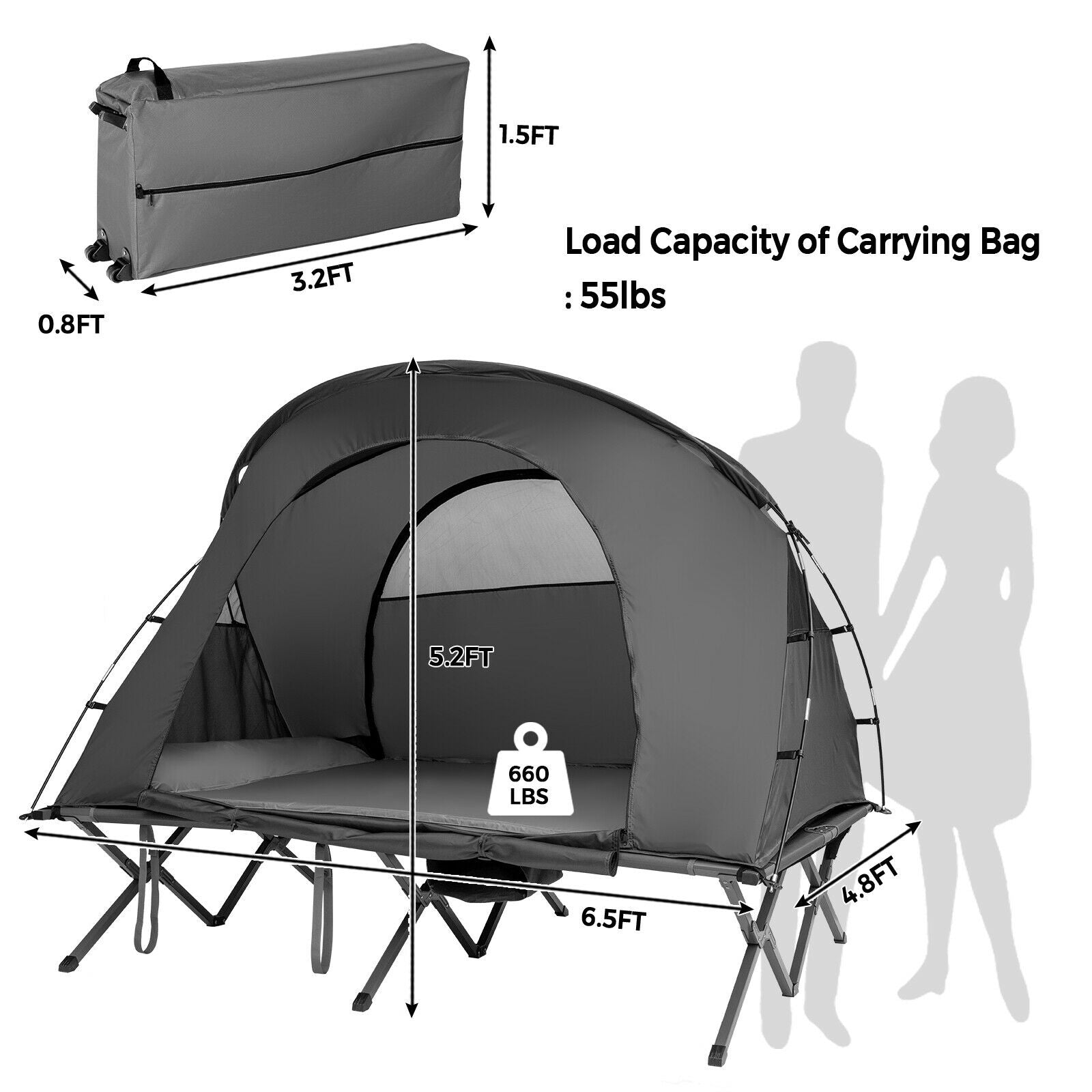 GemGear 2-Person Outdoor Camping Tent with External Cover; grey tent and carry bag (2 items) on Tampa Home & Garden Store