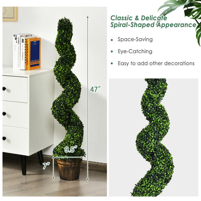 Paquete de 2 topiarios artificiales de boj en espiral de 4 pies para decoración interior y exterior