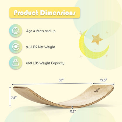 12 Inch Wobble Board for Balance Training-Natural - Tampa Home & Garden Store