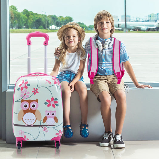 2 Pieces 12 Inch 16 Inch Green ABS Kids Suitcase Luggage Set - Tampa Home & Garden Store
