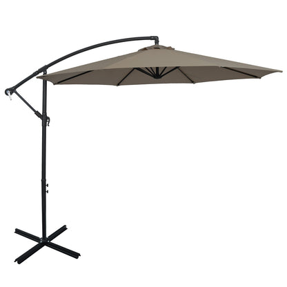 10 Feet Offset Umbrella with 8 Ribs Cantilever and Cross Base-Blue