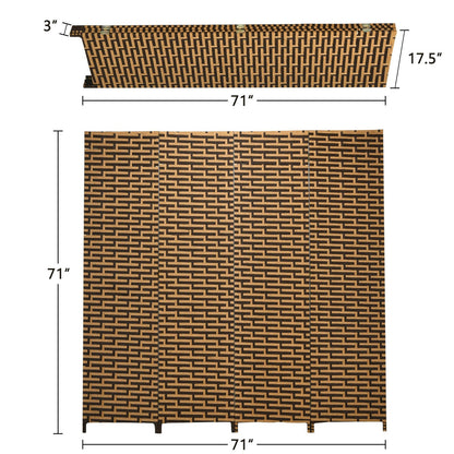 Divisor de ambiente biombo plegable de 4 paneles con bisagra inoxidable - Amarillo