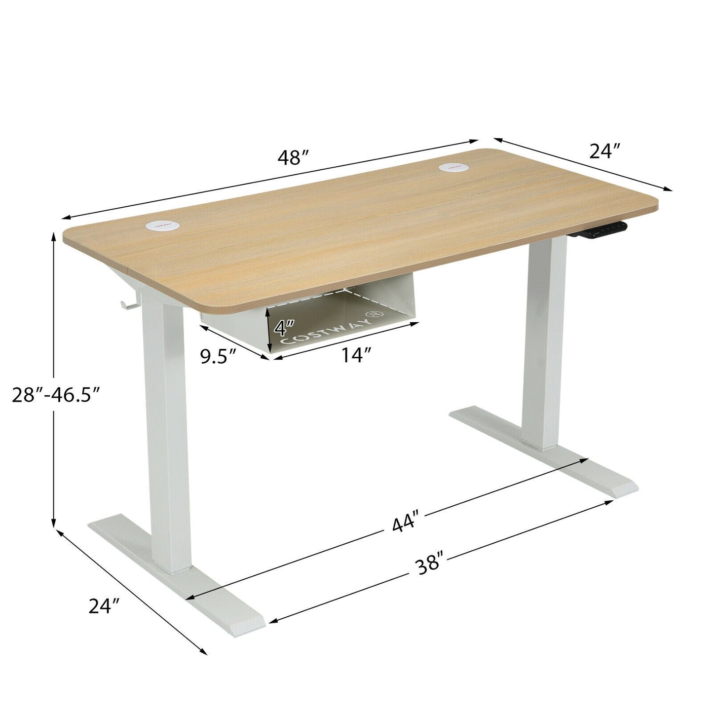 Escritorio eléctrico regulable de 48 pulgadas con panel de control y puerto USB - Beige