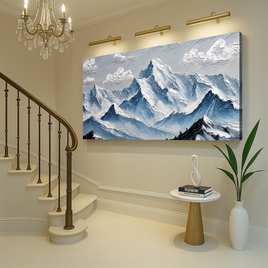 Mountain Minimalist Wall Art canvas by Tailored Canvases in blue alpine mountains on Tampa Home & Garden Store