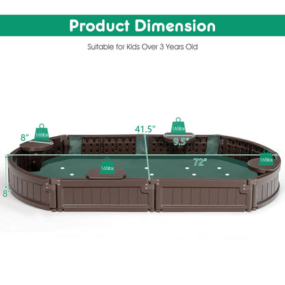 Sandbox with built-in corner seat and bottom liner in brown plastic, DirectDeals, 72in long on Tampa Home & Garden Store