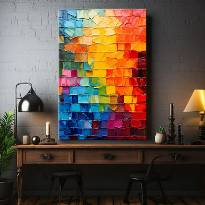 Spectrum Mosaic Wall Art canvas by Tailored Canvases, bold multicolor textured mosaic decor on Tampa Home & Garden Store