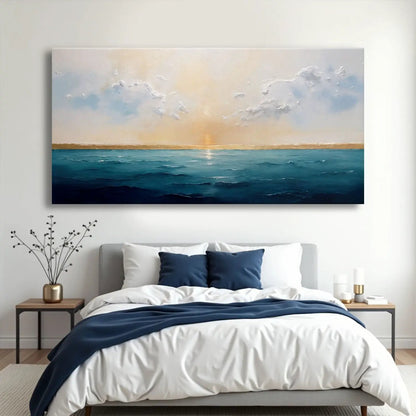 Waterscape Abstract Wall Art VI canvas ocean blues sunlit horizon Tailored Canvases on Tampa Home & Garden Store