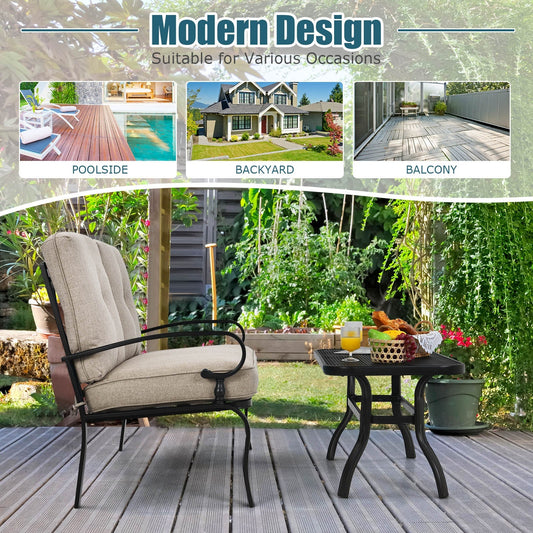 2 Pieces Patio Loveseat Bench Table Furniture Set with Cushioned Chair-Beige - Tampa Home & Garden Store