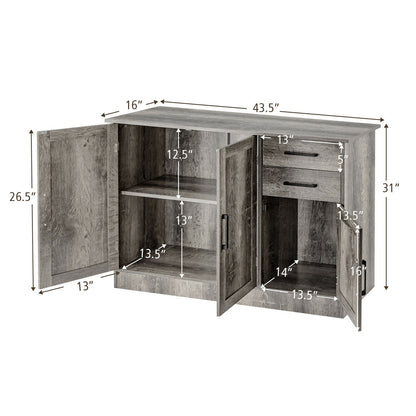 Mueble aparador con almacenamiento tipo buffet y 2 cajones para cocina - Gris