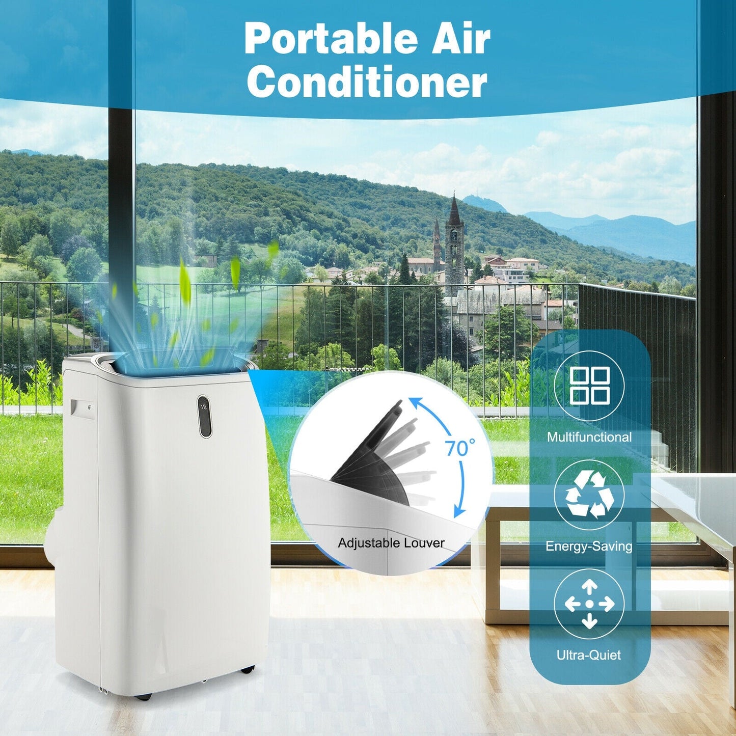 Aire Acondicionado Portátil 4 en 1 de 12000 BTU con Control Inteligente-Blanco