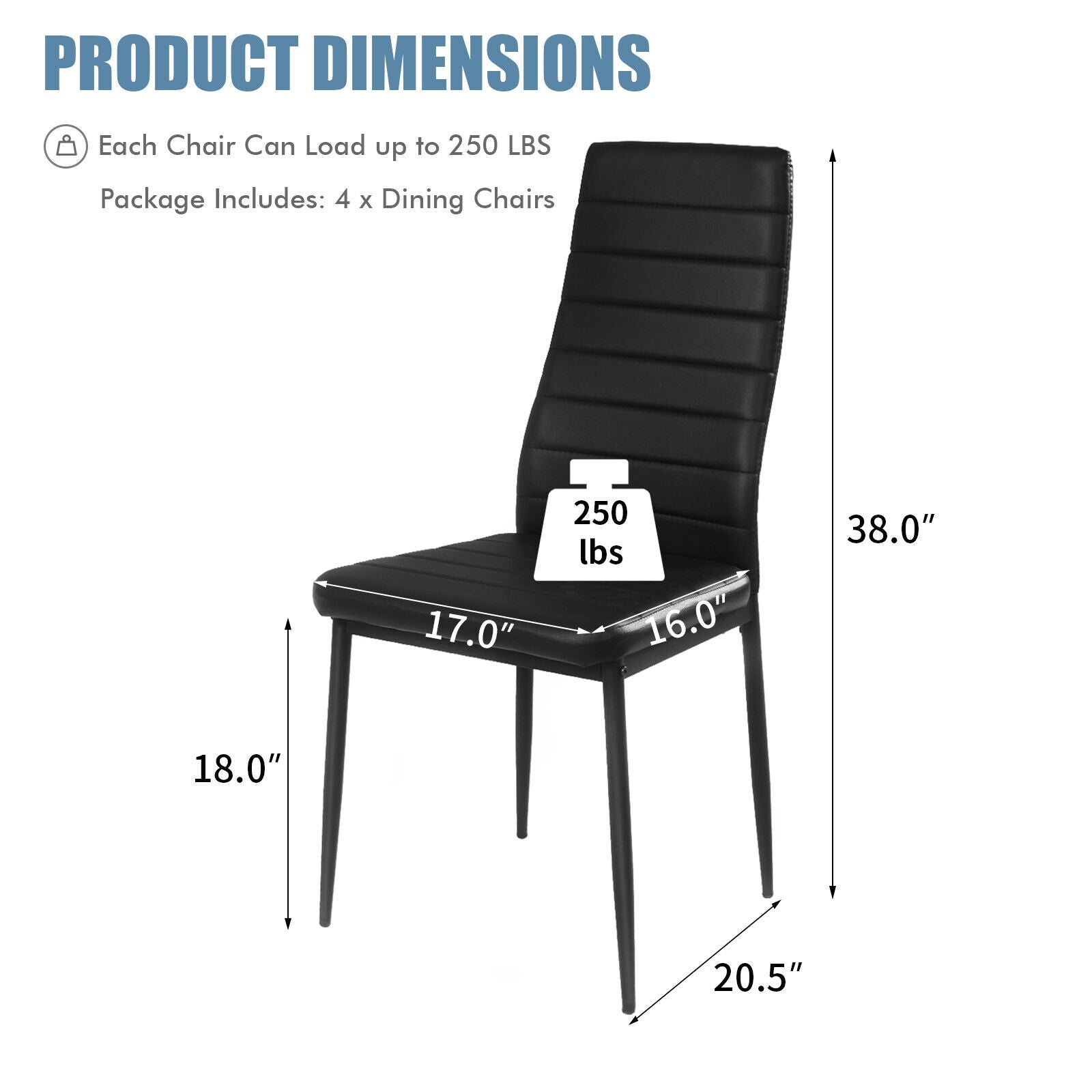 4-Piece Modern Leather Dining Chairs Set with Metal Frame in black by DirectDeals on Tampa Home & Garden Store