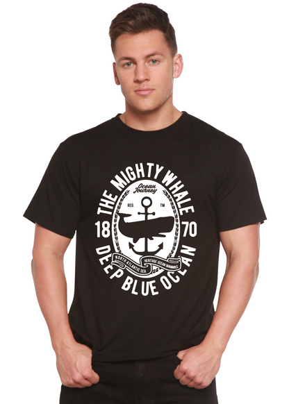 The Mighty Spun Bamboo men's graphic T-shirt in black with bold white circular design on Tampa Home & Garden Store