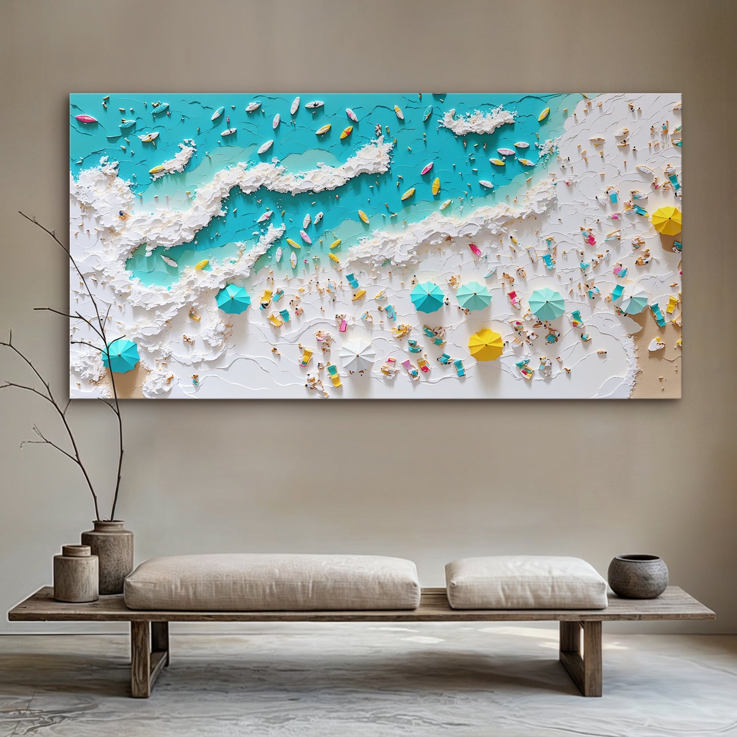 Beach Days Wall Art XI canvas Tailored Canvases, turquoise sea with colorful boats on Tampa Home & Garden Store