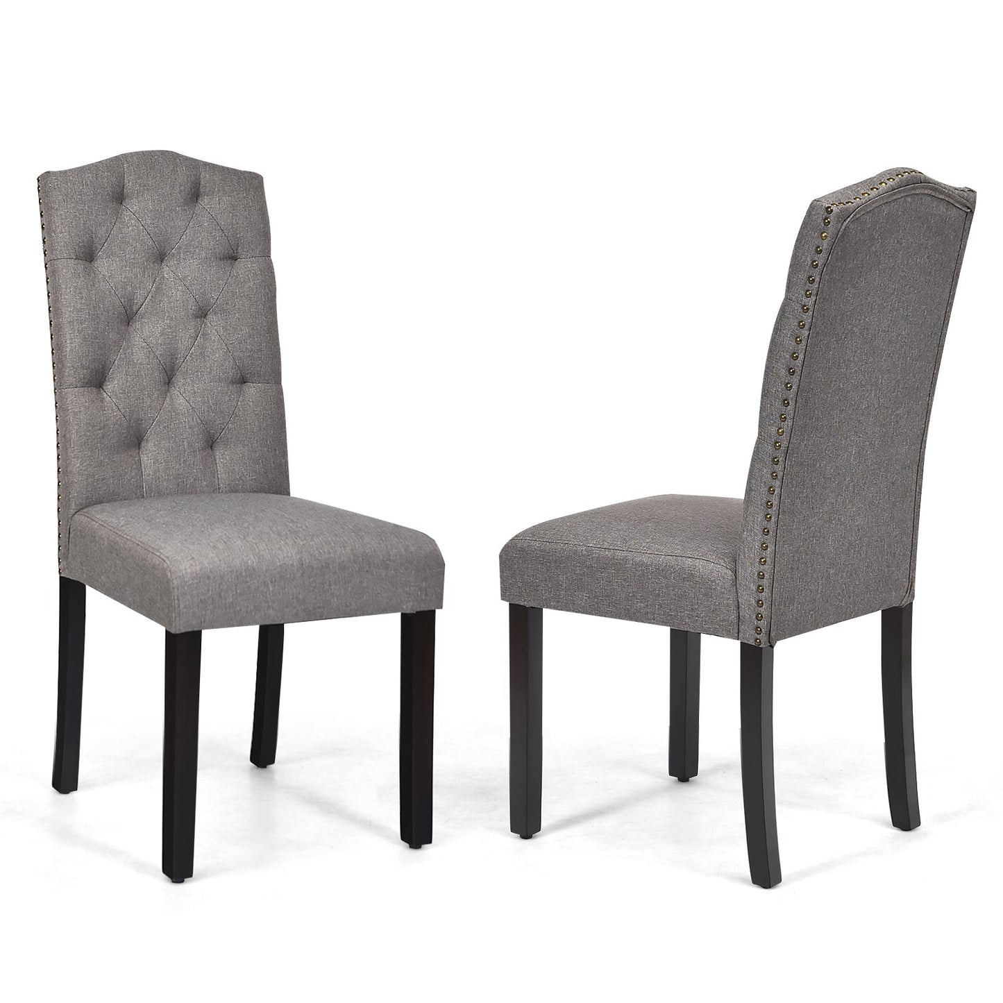 Juego de 2 sillas de comedor tapizadas capitoné - Gris