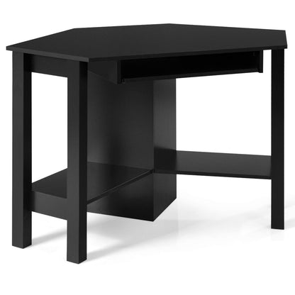 Escritorio esquinero de computadora de madera con cajón - Blanco