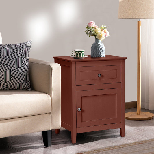 2-Tier Accent Table with Spacious Tabletop-Cherry - Tampa Home & Garden Store