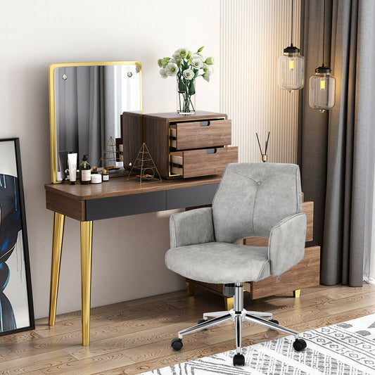 Adjustable Hollow Mid Back Leisure Office Chair with Armrest-Gray - Tampa Home & Garden Store