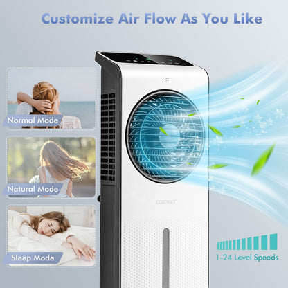 Enfriador de Aire Evaporativo 3 en 1 con Temporizador de 12H y Mando a Distancia - Blanco