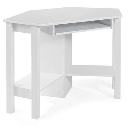 Escritorio esquinero de computadora de madera con cajón - Blanco
