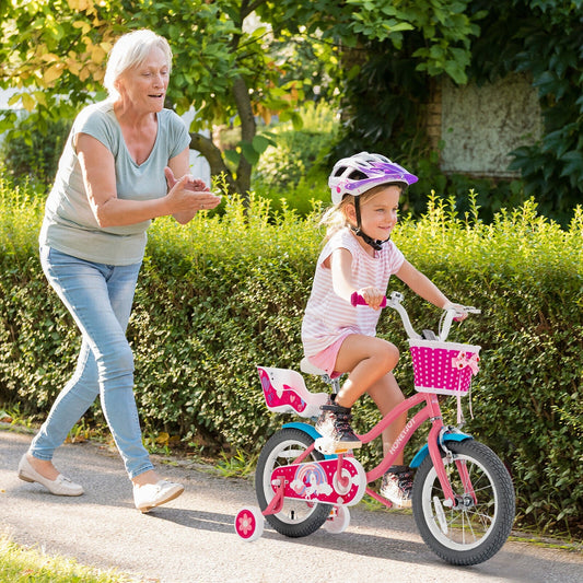 Kids Bicycle with Training Wheels and Basket for Boys and Girls Age 3-9 Years-14 inches - Tampa Home & Garden Store