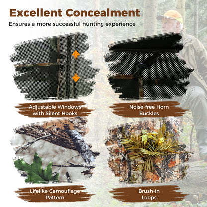 2-6 Person Side-by-Side Hunting Blinds Double One-way See-through Ground Blinds